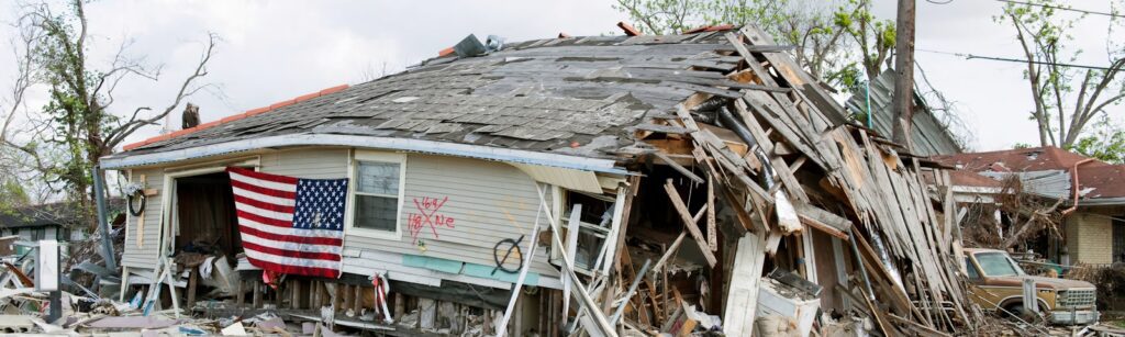 Barber Shop located in Ninth Ward, New Orleans, Louisiana, damaged by Hurricane Katrina in 2005.
